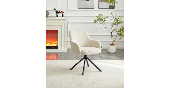 ARMLEHNSTUHL  Sitzfläche 360° drehbar, automatische Rückholfunktion Webstoff  - Beige/Schwarz, Design, Textil/Metall (62/86/65cm) - Carryhome