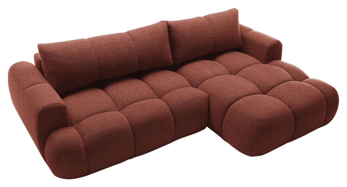 ECKSOFA Dunkelorange Struktur  - Dunkelorange/Schwarz, KONVENTIONELL, Kunststoff/Textil (272/172cm) - Carryhome