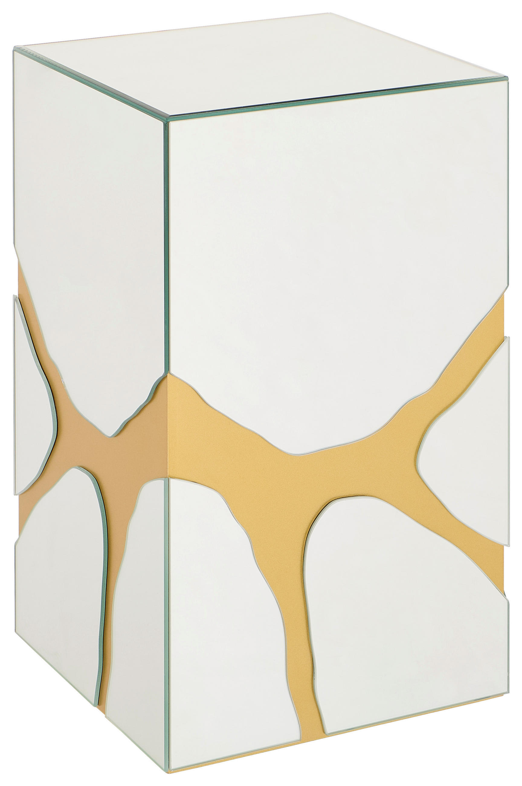 BLUMENSÄULE Glas, Holzwerkstoff  - Silberfarben/Goldfarben, Trend, Glas/Holzwerkstoff (30/50/30cm) - Xora