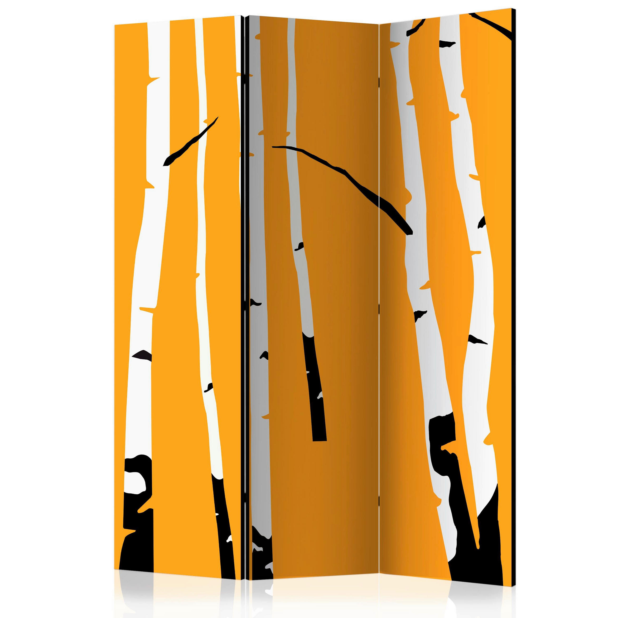 SKÄRMVÄGG  i trä, textil  orange, vit  - orange/vit, Basics, trä/textil (135/172/3cm) - artgeist