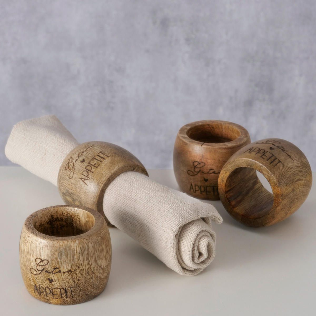 SERVIETTENRINGESET   4 Stück  - Naturfarben, KONVENTIONELL, Holz (6/5cm)