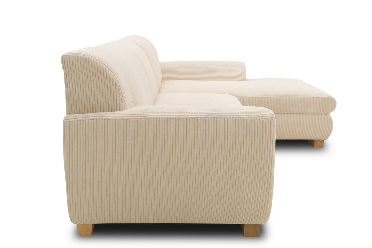 ECKSOFA NIKA Creme Webstoff  - Silberfarben/Creme, Basics, Holz/Textil (277/156cm) - MID.YOU