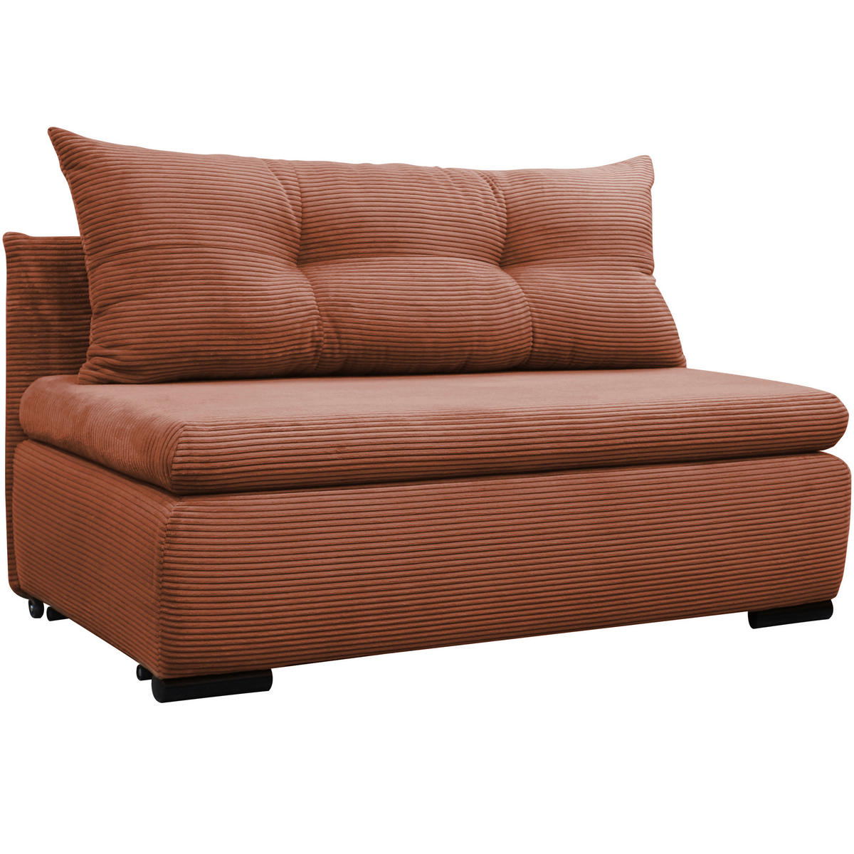 SCHLAFSOFA  mit Liegefunktion Cord Koralle  - Koralle/Schwarz, Design, Kunststoff/Textil (154/93/85cm) - MID.YOU