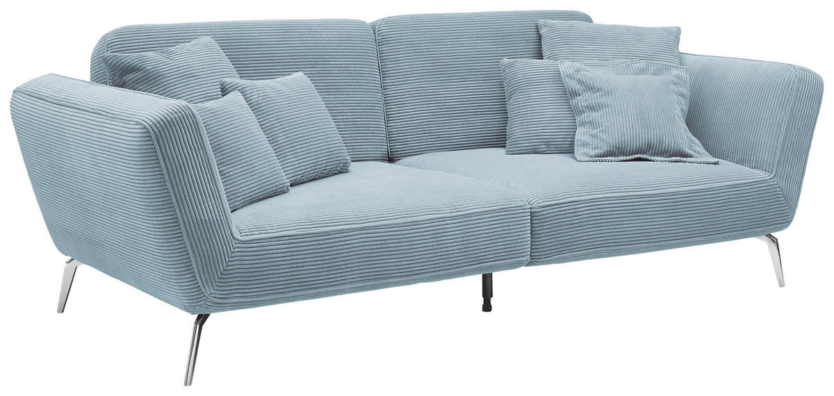 3-SITZER-SOFA Cord Blau  - Chromfarben/Blau, KONVENTIONELL, Kunststoff/Textil (260/90/125cm) - SetOne by Musterring