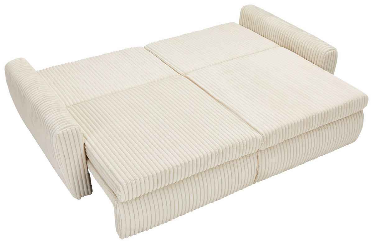 BÄDDSOFFA i manchester, plysch cremefärgad  - svart/cremefärgad, Modern, textil/plast (240/90/120cm) - MID.YOU