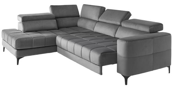 ECKSOFA inkl.Funktionen Dunkelgrau Samt  - Dunkelgrau/Schwarz, Design, Kunststoff/Textil (202/281cm) - Xora