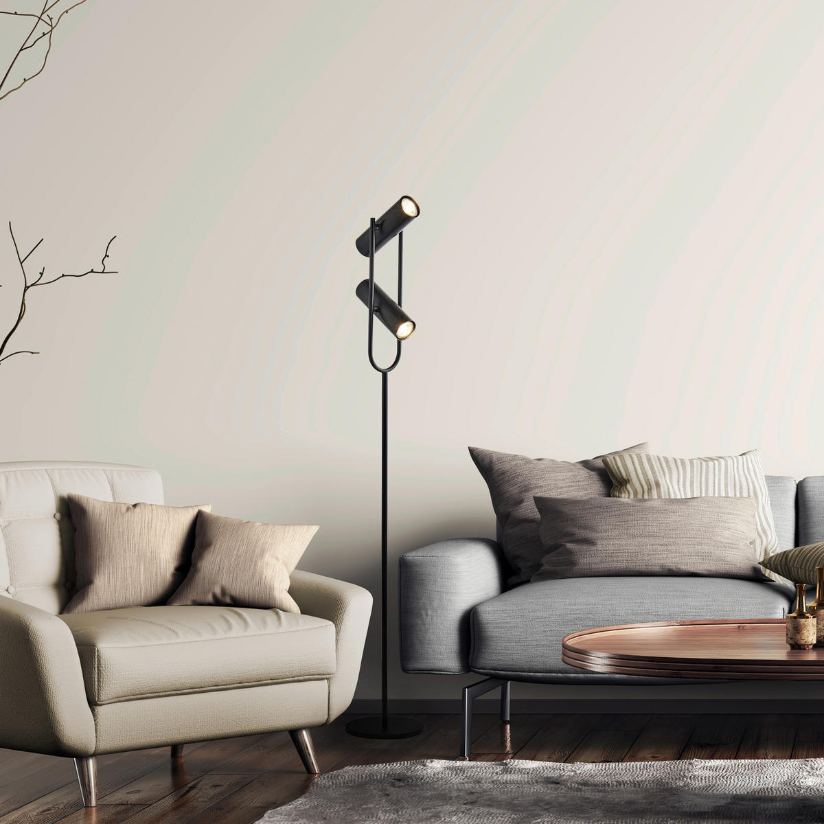 LED-GOLVLAMPA Telescope 22/22/150 cm    - svart, Lifestyle, metall (22/22/150cm)