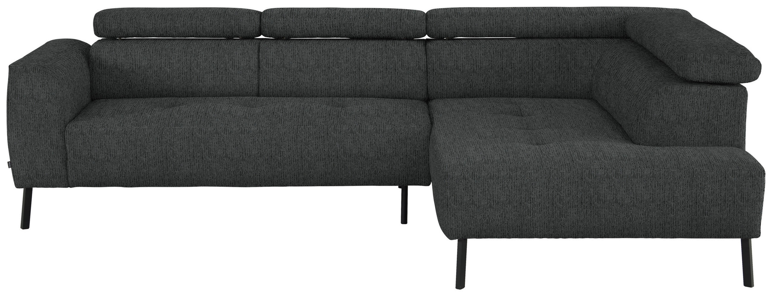 ECKSOFA in Webstoff Anthrazit  - Anthrazit/Schwarz, Design, Textil/Metall (280/205cm) - MID.YOU