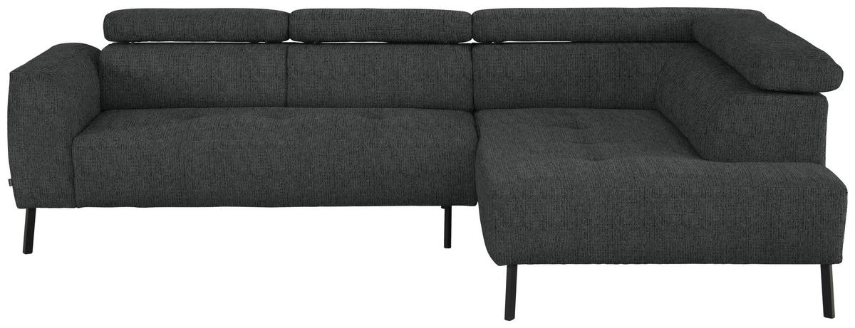 ECKSOFA in Webstoff Anthrazit  - Anthrazit/Schwarz, Design, Textil/Metall (280/205cm) - MID.YOU