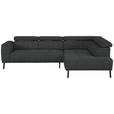 ECKSOFA in Webstoff Anthrazit  280/205 cm  - Anthrazit/Schwarz, Design, Textil/Metall (280/205cm) - Xora