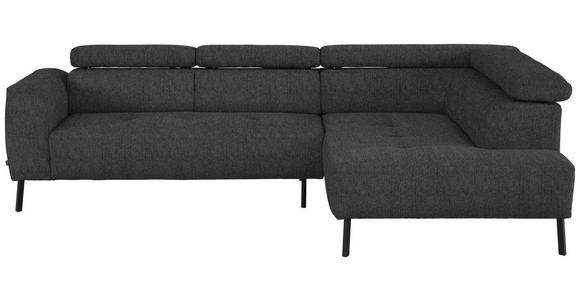 ECKSOFA in Webstoff Anthrazit 280/205 cm - Anthrazit/Schwarz, Design, Textil/Metall (280/205cm) - Xora