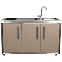 OUTDOORKÜCHE - Sandfarben/Edelstahlfarben, Basics, Metall (157/98/62cm)