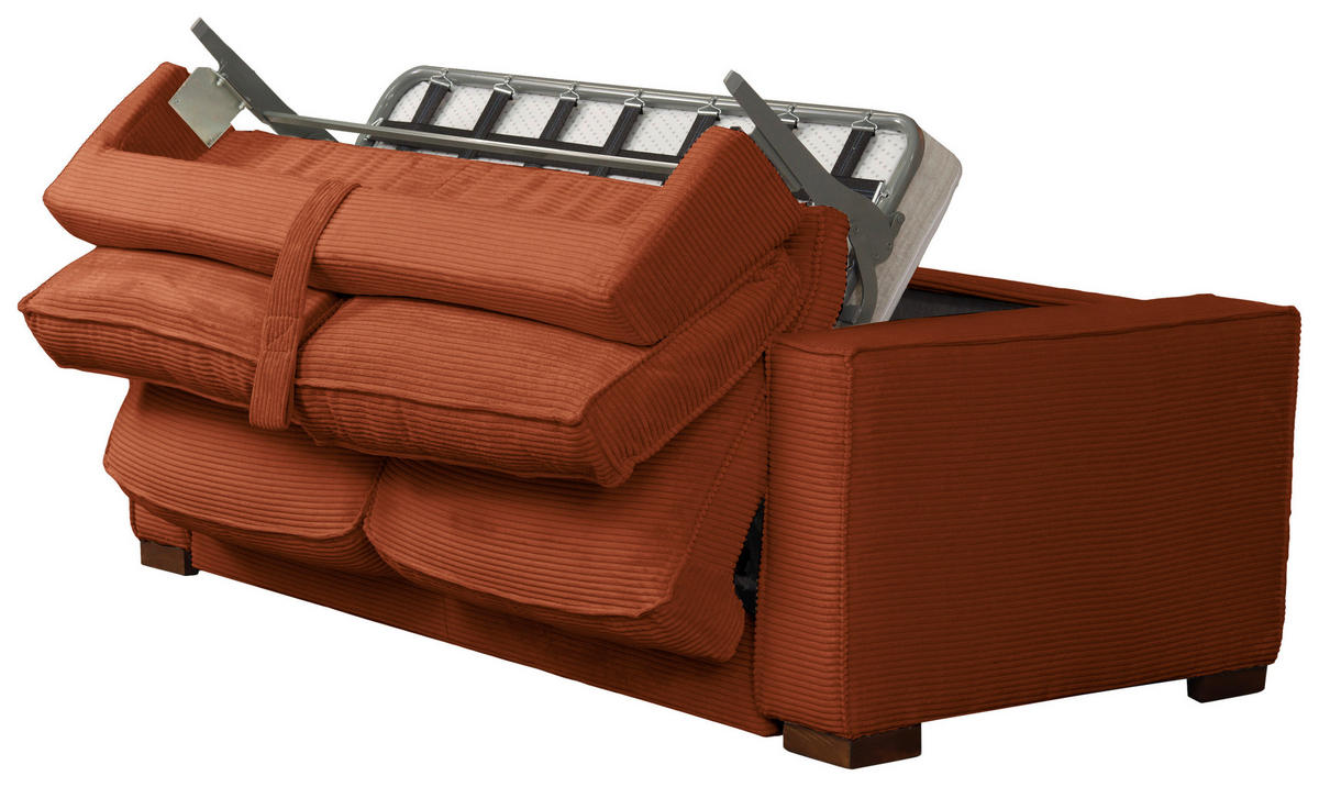SCHLAFSOFA in Cord Rostfarben  - Rostfarben/Dunkelbraun, Design, Holz/Textil (203/85/99cm) - MID.YOU