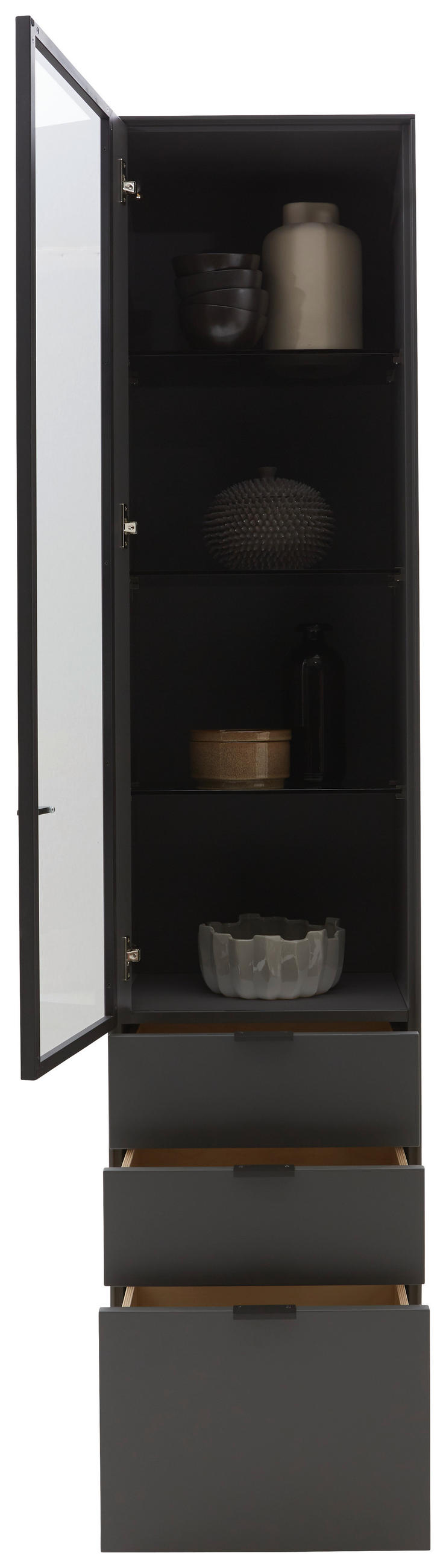 VITRINE Graphitfarben  46,9/205,5/37,1 cm  - Schwarz/Graphitfarben, Design, Glas/Holzwerkstoff (46,9/205,5/37,1cm) - Dieter Knoll
