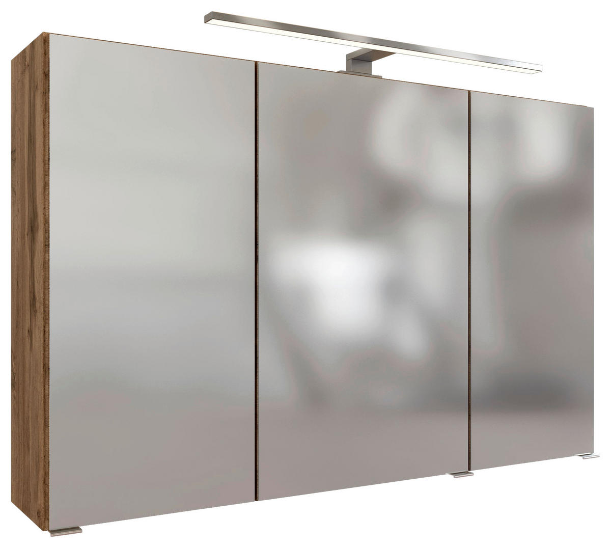 SPIEGELSCHRANK 100/64/20 cm  - Chromfarben/Eiche Wotan, Modern, Holzwerkstoff/Metall (100/64/20cm) - Held
