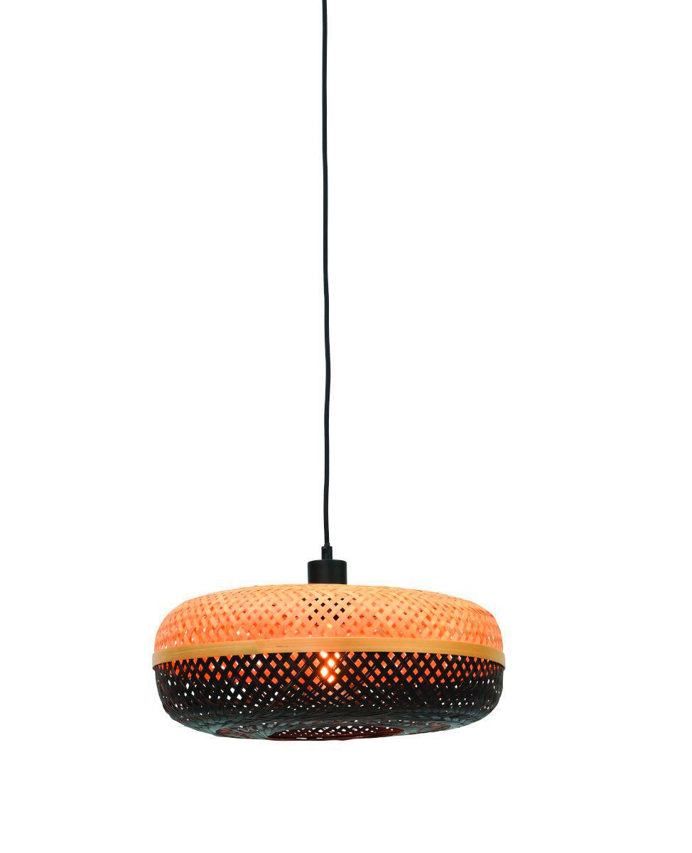 HÄNGELEUCHTE GOOD&MOJO 40/40/17 cm   - Schwarz/Naturfarben, Trend, Holz (40/40/17cm) - Good & Mojo