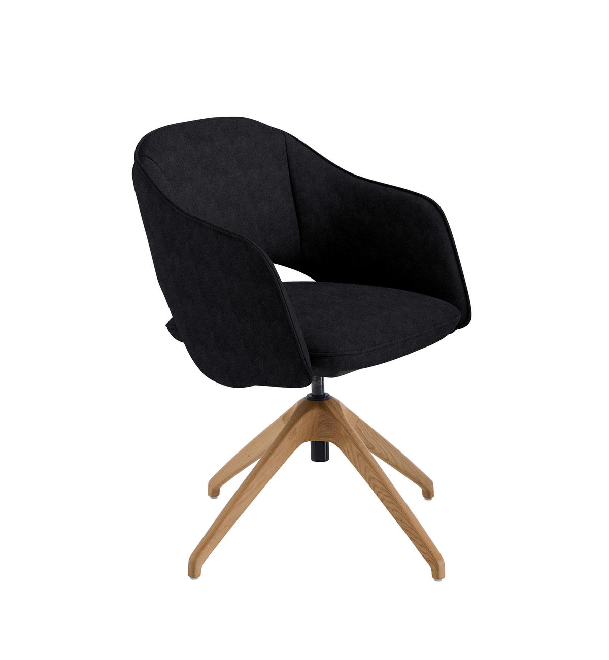 ARMLEHNSTUHL  in Echtleder naturbelassen  - Wildeiche/Schwarz, Design, Leder/Holz (63/74-90/57-73cm) - Koinor