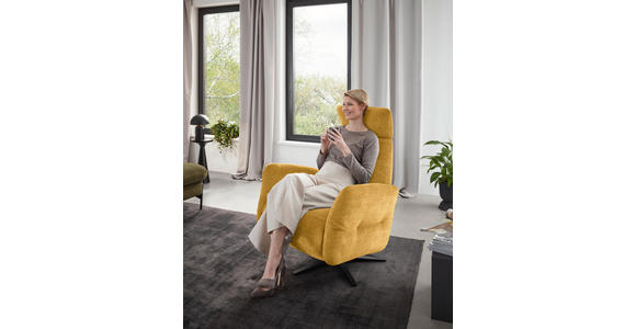 RELAXSESSEL in Textil Currygelb  - Currygelb/Schwarz, Design, Textil/Metall (82/113/90cm) - Dieter Knoll