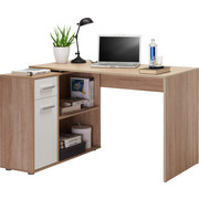 KOMBINIRANA PISALNA MIZA leseni material bela, hrast - hrast/bela, Konvencionalno, leseni material (120/75/90cm) - Hom`in