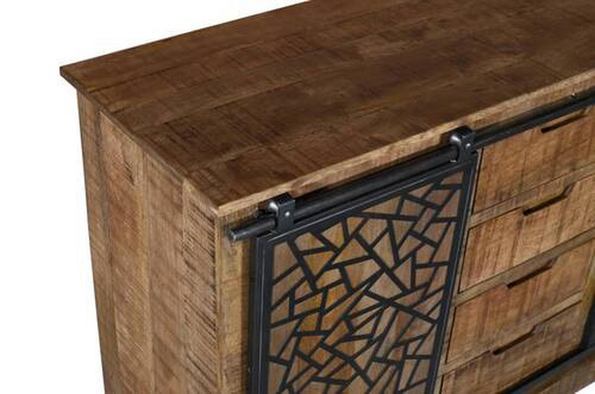 KOMMODE 140/85/45 cm  in Naturfarben, Schwarz  - Anthrazit/Schwarz, Natur, Holz/Metall (140/85/45cm) - MID.YOU