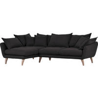 WOHNLANDSCHAFTL-Form  in Mikrofaser Anthrazit  - Anthrazit/Naturfarben, Trend, Holz/Textil (267/170cm) - Ambia Home