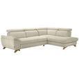 ECKSOFA in Flachgewebe Creme  - Eichefarben/Creme, MODERN, Holz/Textil (287/212cm) - Valnatura