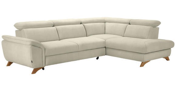 ECKSOFA in Flachgewebe Creme  - Eichefarben/Creme, MODERN, Holz/Textil (287/212cm) - Valnatura