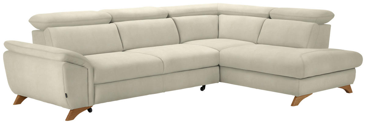ECKSOFA in Flachgewebe Creme  - Eichefarben/Creme, Modern, Holz/Textil (287/212cm) - Valnatura
