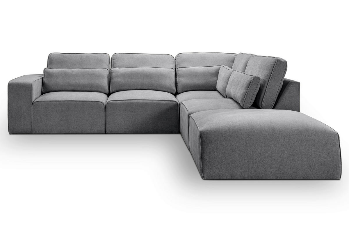 ECKSOFA LUX in Webstoff Grau  305/281 cm  - Beige/Schwarz, Basics, Holz/Kunststoff (305/281cm) - MID.YOU