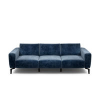 3-SITZER-SOFA Samt Dunkelblau  - Schwarz/Dunkelblau, Design, Textil/Metall (250/86/86-94cm) - SENSOO