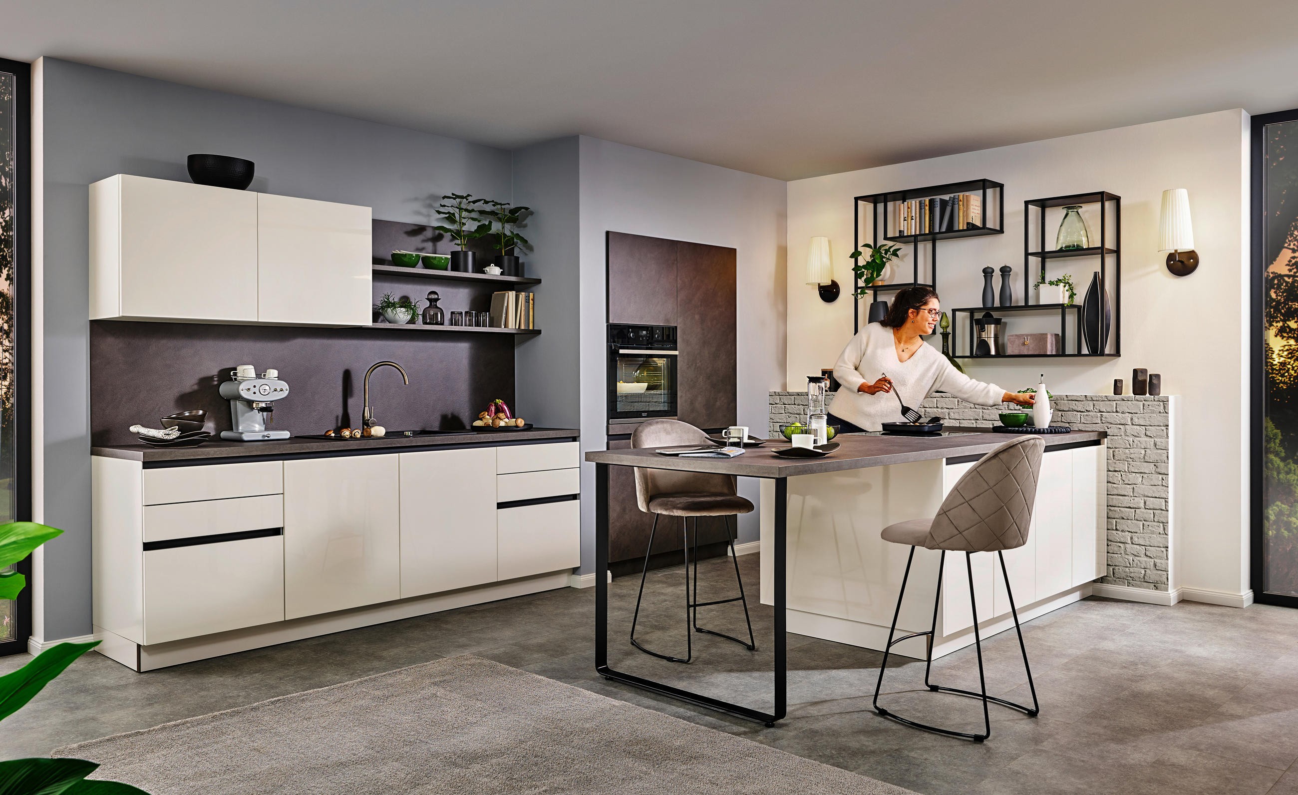 EINBAUKÜCHE DK305  - Weiß, Design, Holzwerkstoff - Dieter Knoll
