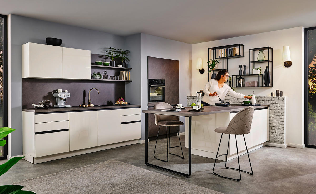 EINBAUKÜCHE DK305  - Weiß, Design, Holzwerkstoff - Dieter Knoll