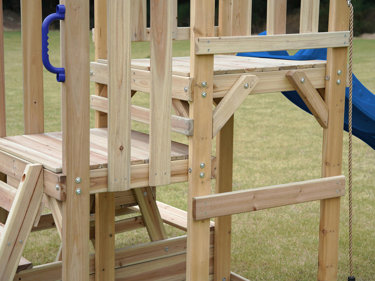 SPIELTURM 366/267/383 cm  - Blau, Konventionell, Holz (366/267/383cm)