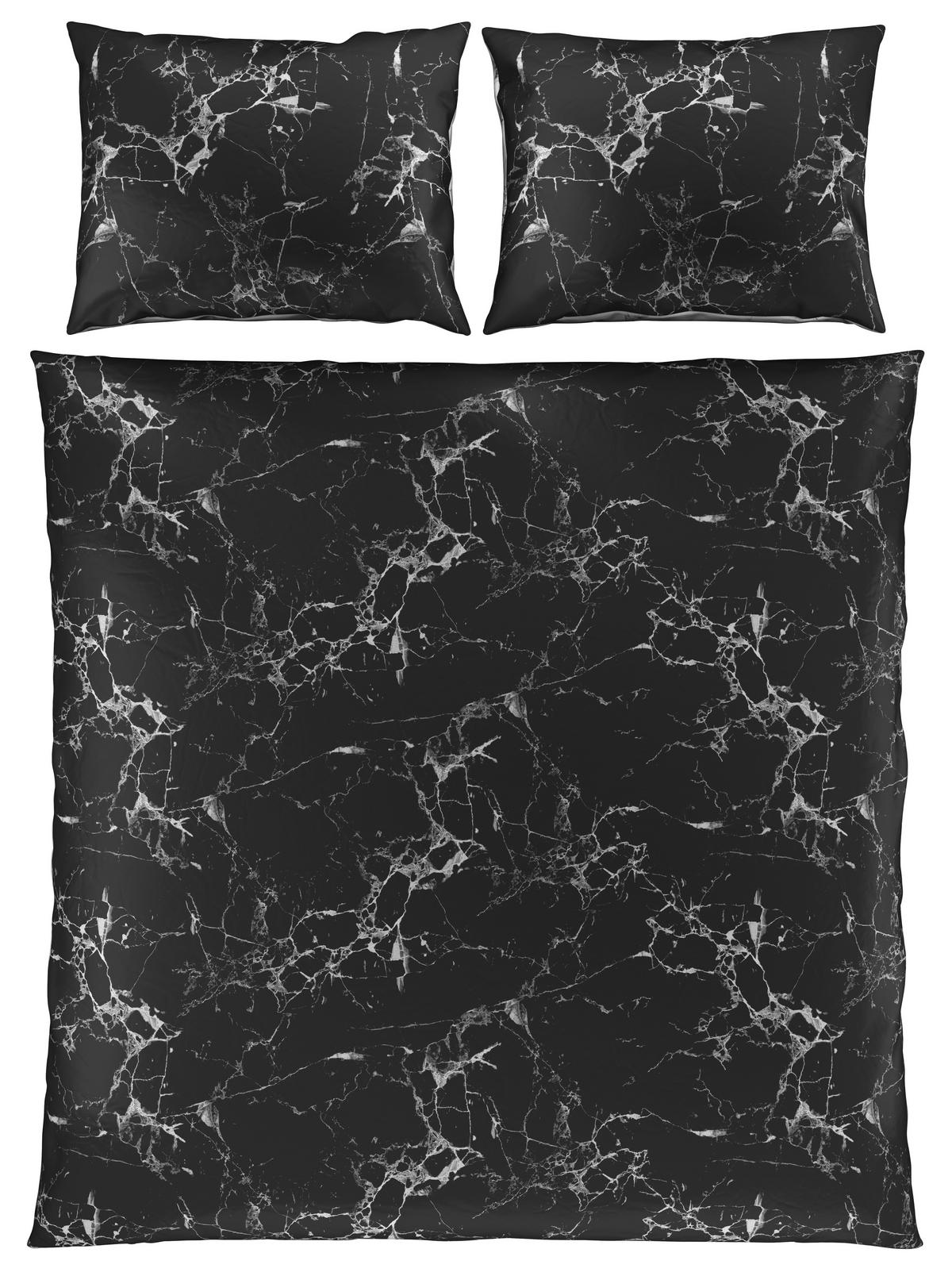 BETTWÄSCHESET Satin 200/210 cm  65 cm/100 cm  - Weiss/Schwarz, Trend, Textil (200/210cm) - Esposa