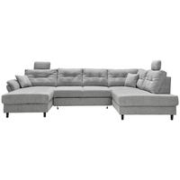 WOHNLANDSCHAFT Silberfarben Chenille  - Silberfarben/Schwarz, MODERN, Holz/Textil (176/338/206cm) - Livetastic