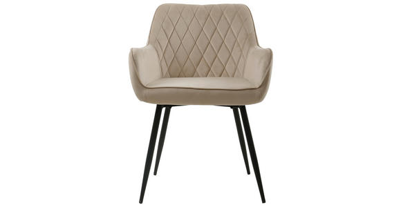 ARMLEHNSTUHL in Eisen Samt - Creme/Schwarz, Design, Holz/Textil (56/79/58cm) - Carryhome