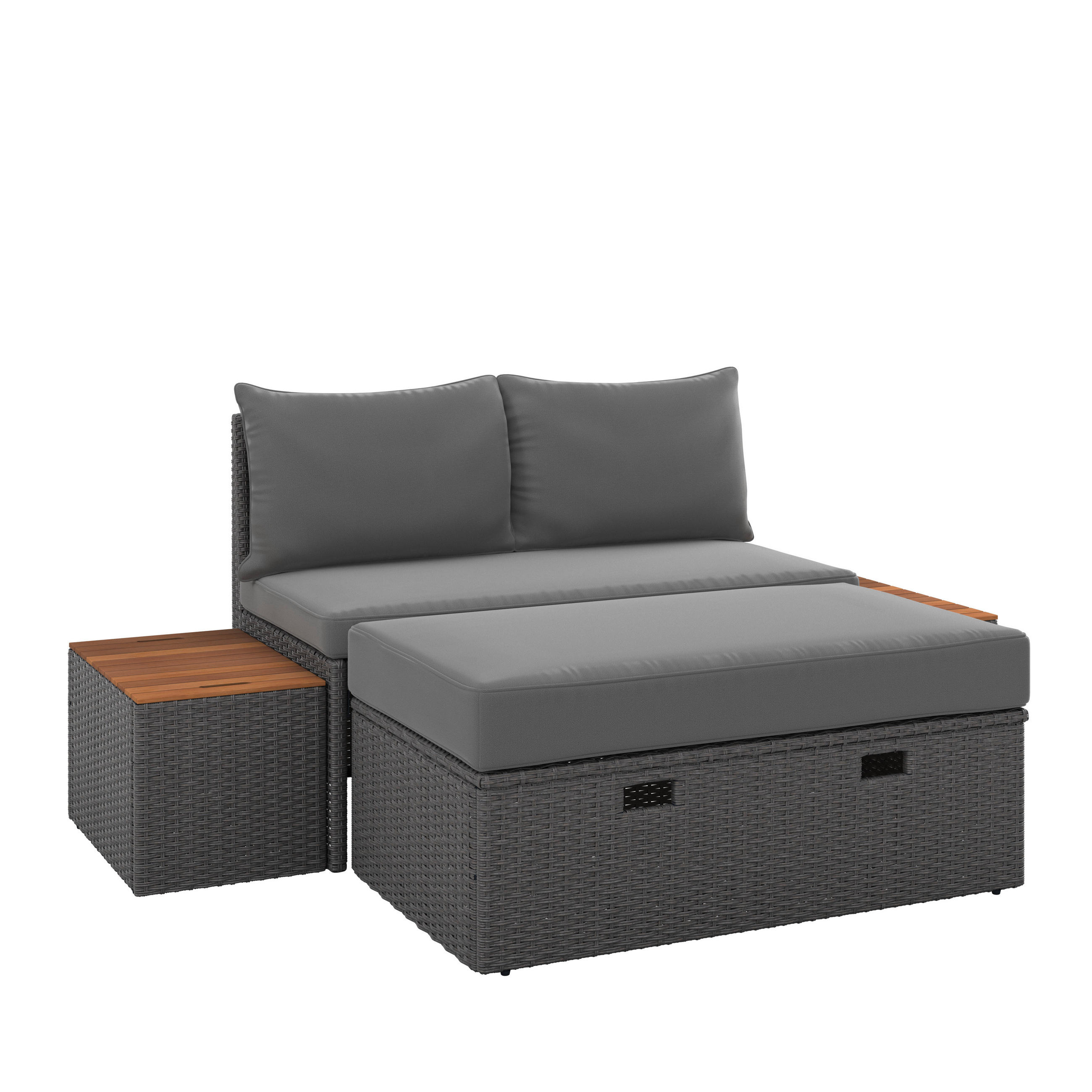 LOUNGEGARNITUR   113/72/62,5 cm  - Dunkelgrau/Grau, Modern, Holz/Kunststoff (113/72/62,5cm) - Ambia Garden
