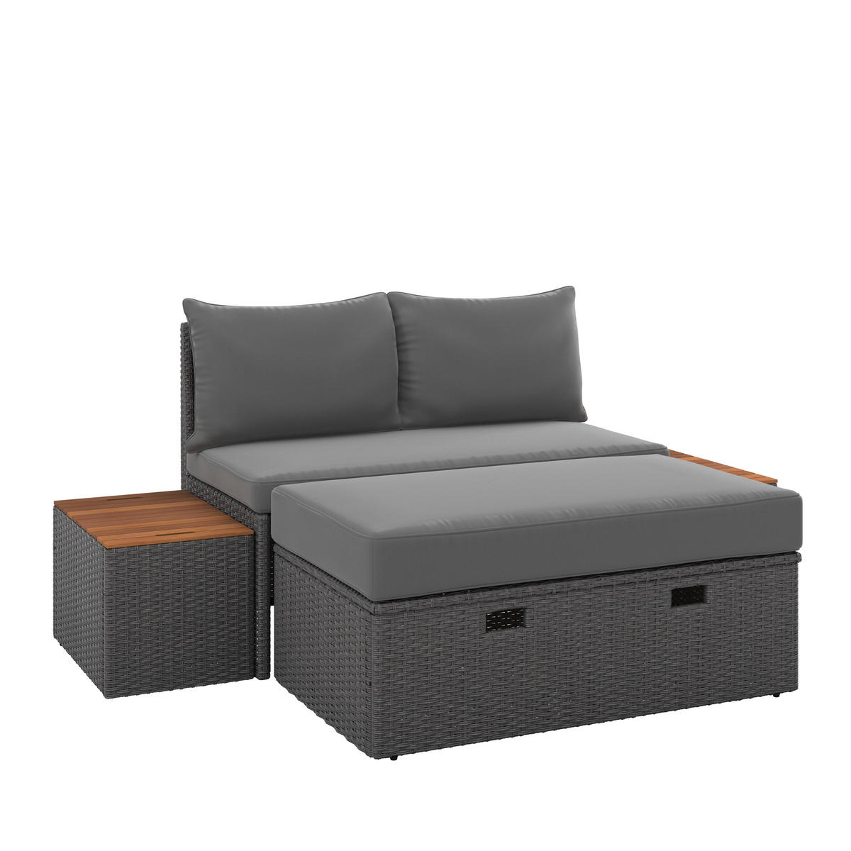 LOUNGEGARNITUR   113/72/62,5 cm Akazie massiv Eisen  - Dunkelgrau/Grau, MODERN, Holz/Kunststoff (113/72/62,5cm) - Ambia Garden
