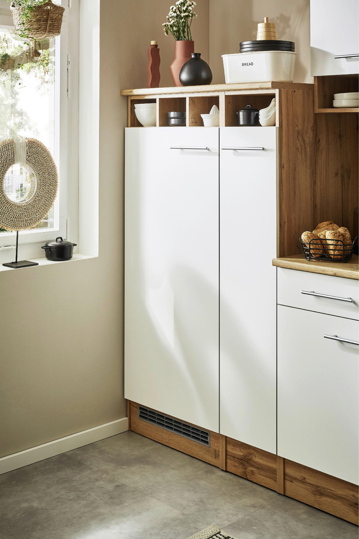 HÖRNKÖK 310/172 cm  i vit, skogsek  - vit/skogsek, Basics, metall/trämaterial (310/172cm) - Respekta