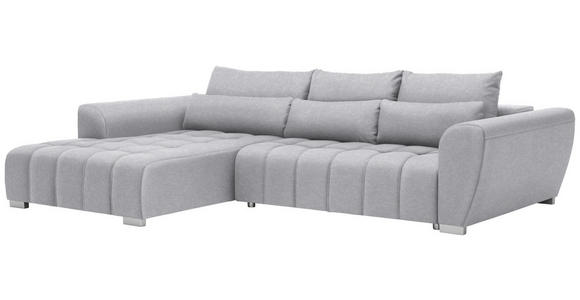 ECKSOFA in Webstoff Hellgrau  - Silberfarben/Hellgrau, MODERN, Kunststoff/Textil (218/304cm) - Carryhome