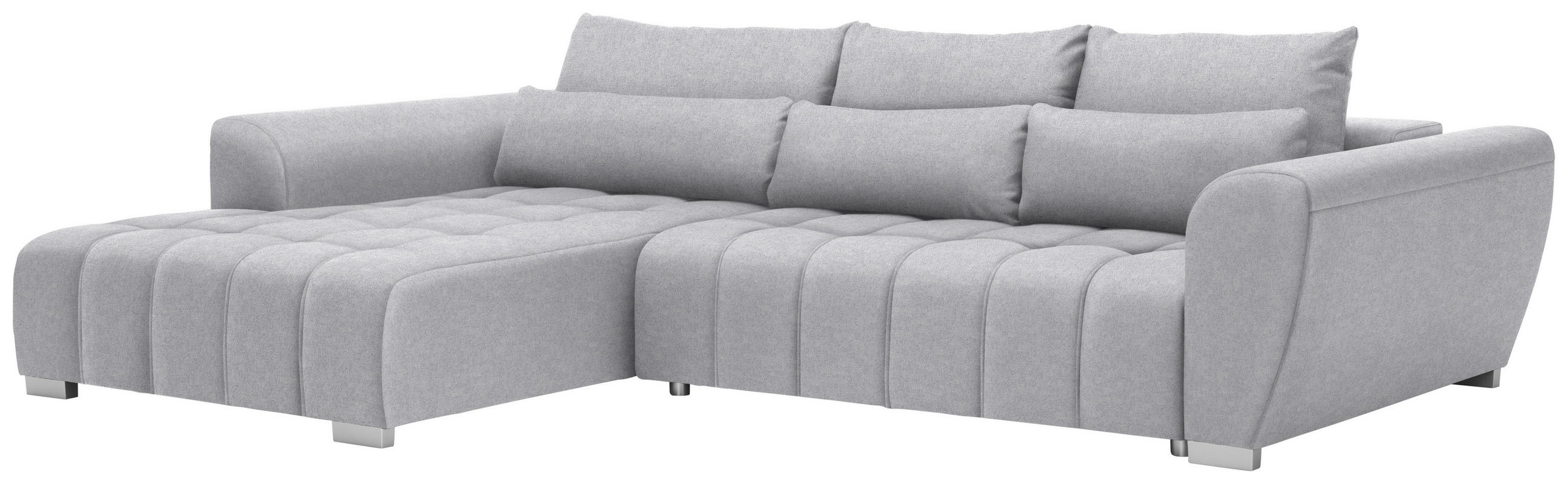 ECKSOFA in Webstoff Hellgrau  - Silberfarben/Hellgrau, Modern, Kunststoff/Textil (218/304cm) - Carryhome