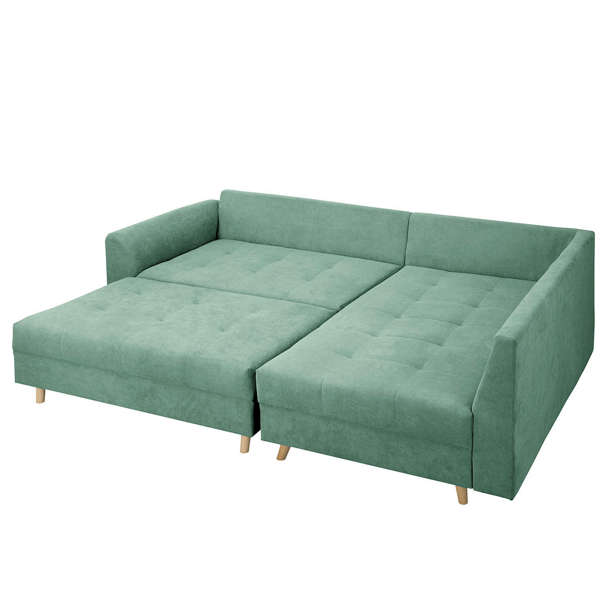 ECKSOFA inkl. Hocker Ariella in Mikrofaser Mintgrün  161/231 cm  - Naturfarben/Mintgrün, Design, Holz/Textil (161/231cm) - Livetastic