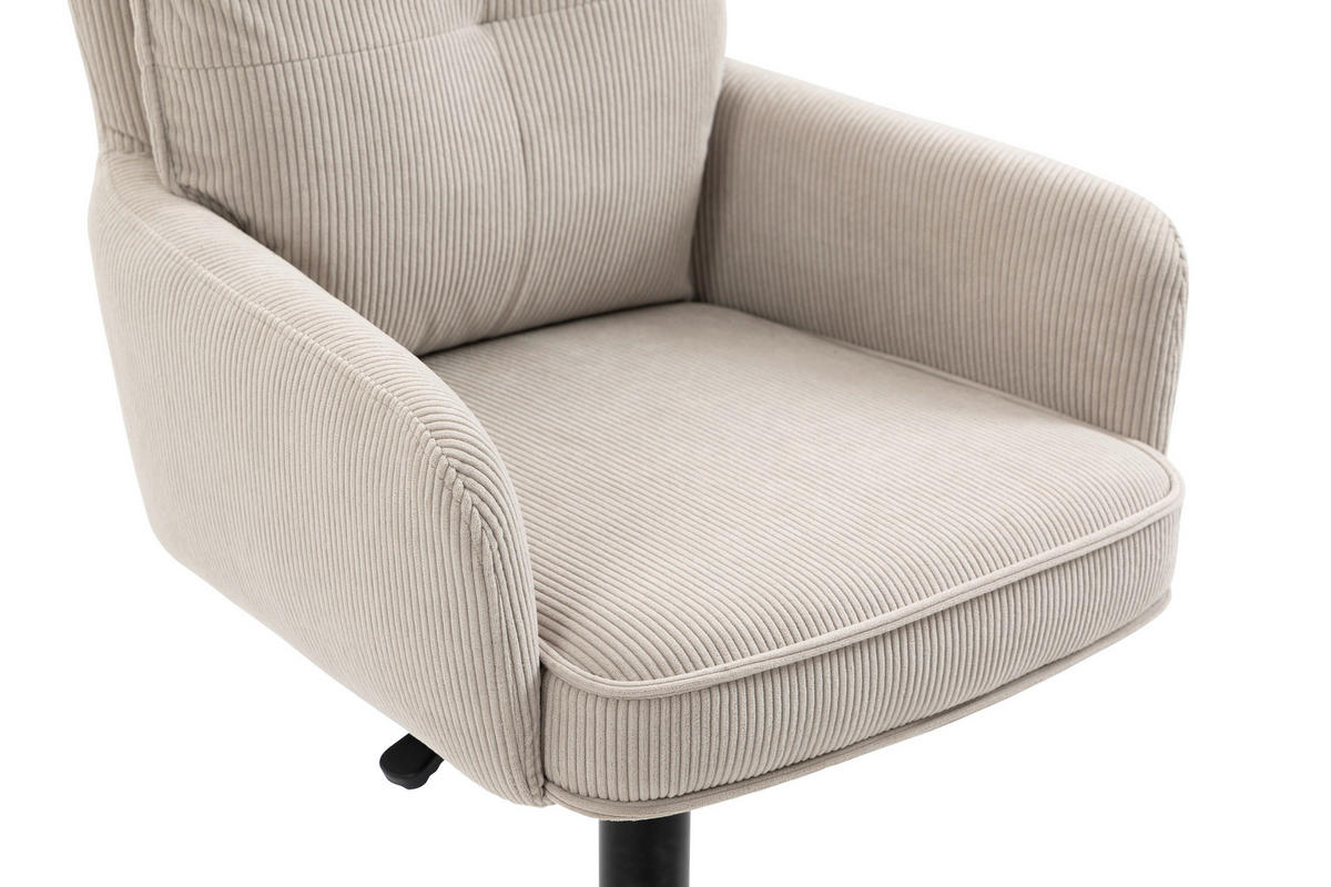 BARHOCKER Cord Beige Eisen Stoffauswahl, Sitzfläche 360° drehbar, inklusive Armlehnen  - Beige/Schwarz, Design, Textil/Metall (54/98-120/58cm) - Novel