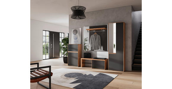 GARDEROBENPANEEL 119,6/122,8/30 cm - Anthrazit/Nussbaumfarben, Design, Glas/Holz (119,6/122,8/30cm) - Moderano
