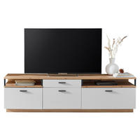 LOWBOARD Schwarz, Weiss, Eiche Artisan  204/55/50 cm  - Weiss/Schwarz, Design, Holzwerkstoff/Metall (204/55/50cm) - Stylife