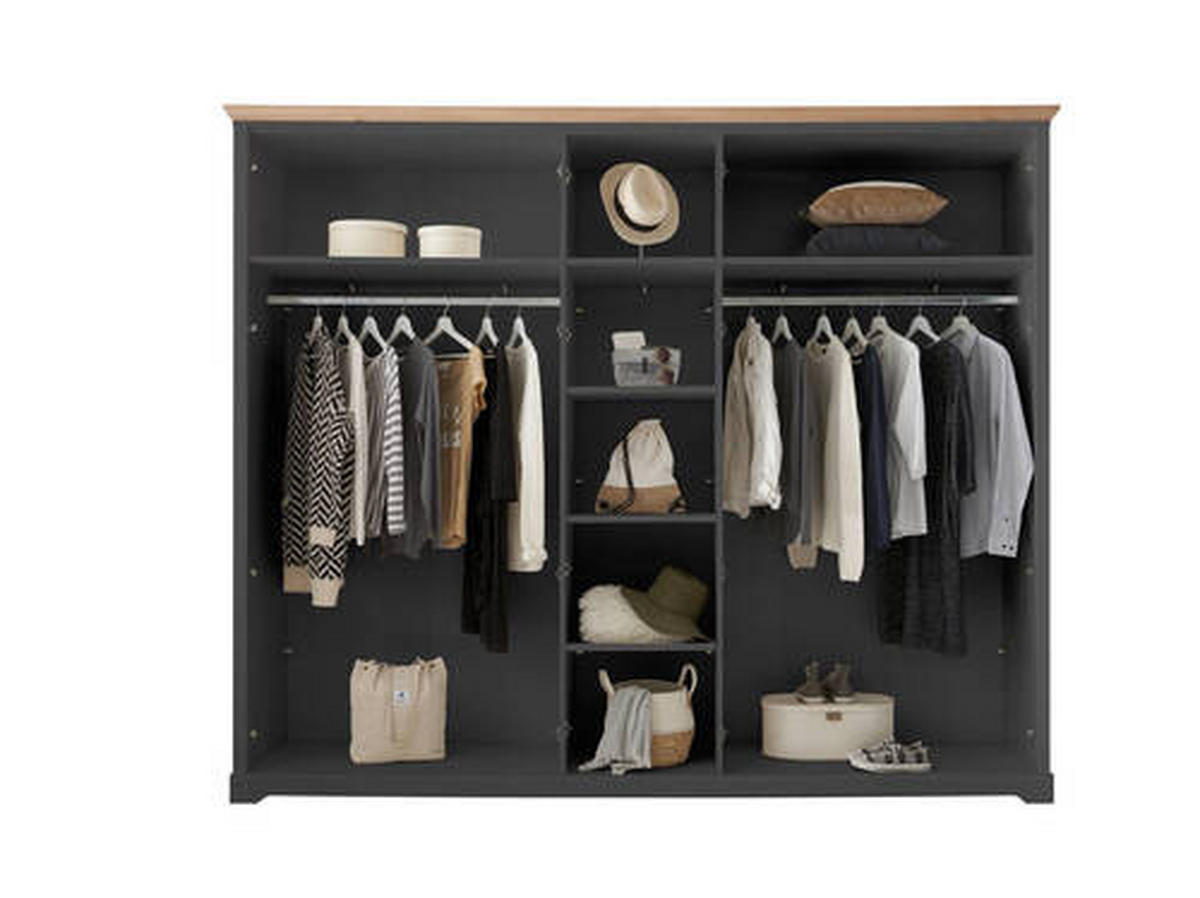 DREHTÜRENSCHRANK  in Graphitfarben, Eiche Artisan  - Graphitfarben/Eiche Artisan, LIFESTYLE, Glas/Holzwerkstoff (264/220/64cm) - Ti'me