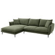 ECKSOFA  in Webstoff Grün  196/304 cm  - Schwarz/Grün, KONVENTIONELL, Textil/Metall (196/304cm) - Hom`in