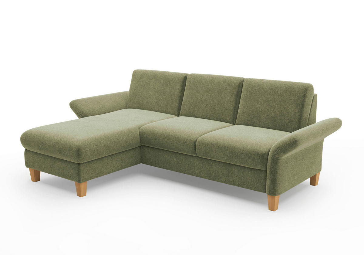 ECKSOFA ROCHELLE E Hellgrün Flachgewebe  - Eichefarben/Hellgrün, KONVENTIONELL, Holz/Textil (164/251cm) - Sit & More