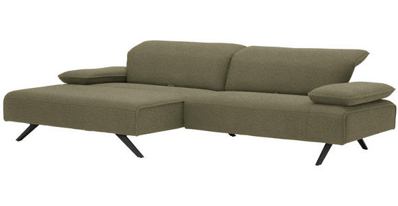 ECKSOFA in Flachgewebe Olivgrün  - Anthrazit/Olivgrün, Design, Textil/Metall (166/280cm) - Ambiente