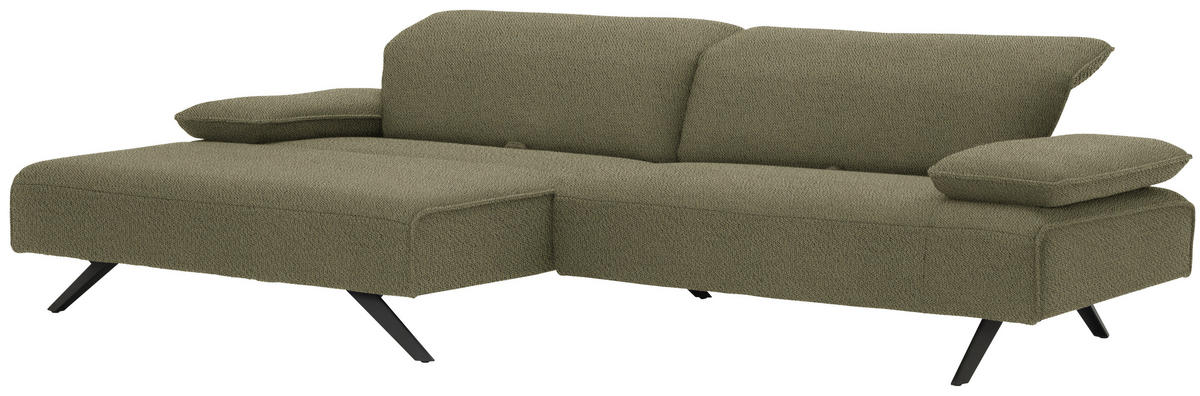 ECKSOFA in Flachgewebe Olivgrün  - Anthrazit/Olivgrün, Design, Textil/Metall (166/280cm) - Johann Jakob